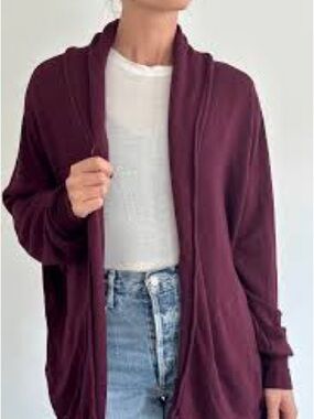 Pact Women's Open Cardigan Top in Plum